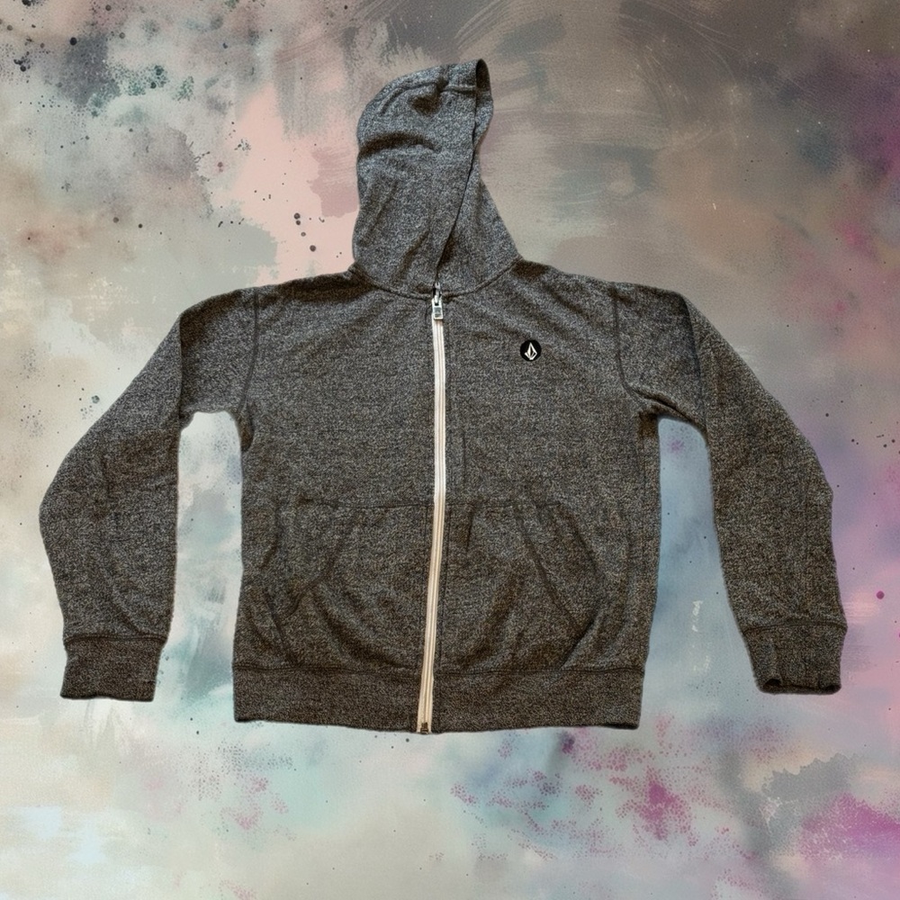 Cool Gray Zip-Up Hoodie Kids Medium from Volcom